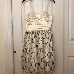 Ivory Satin/Mesh/Sequin Mini Dress